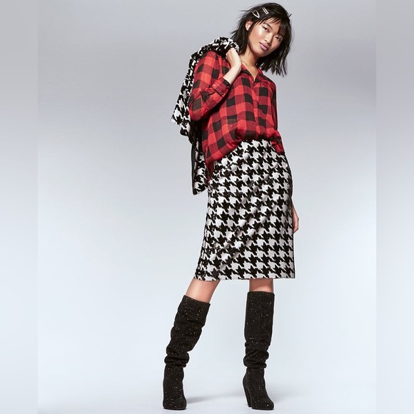 NWT INC INTERNATIONAL CONCEPTS Sequined Houndstooth Pencil Skirt XS - Picture 10 of 10